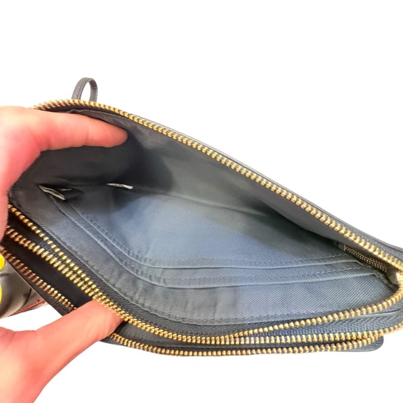 Coach gray leather double zipper clutch bag f87587 - Picture 5 of 8